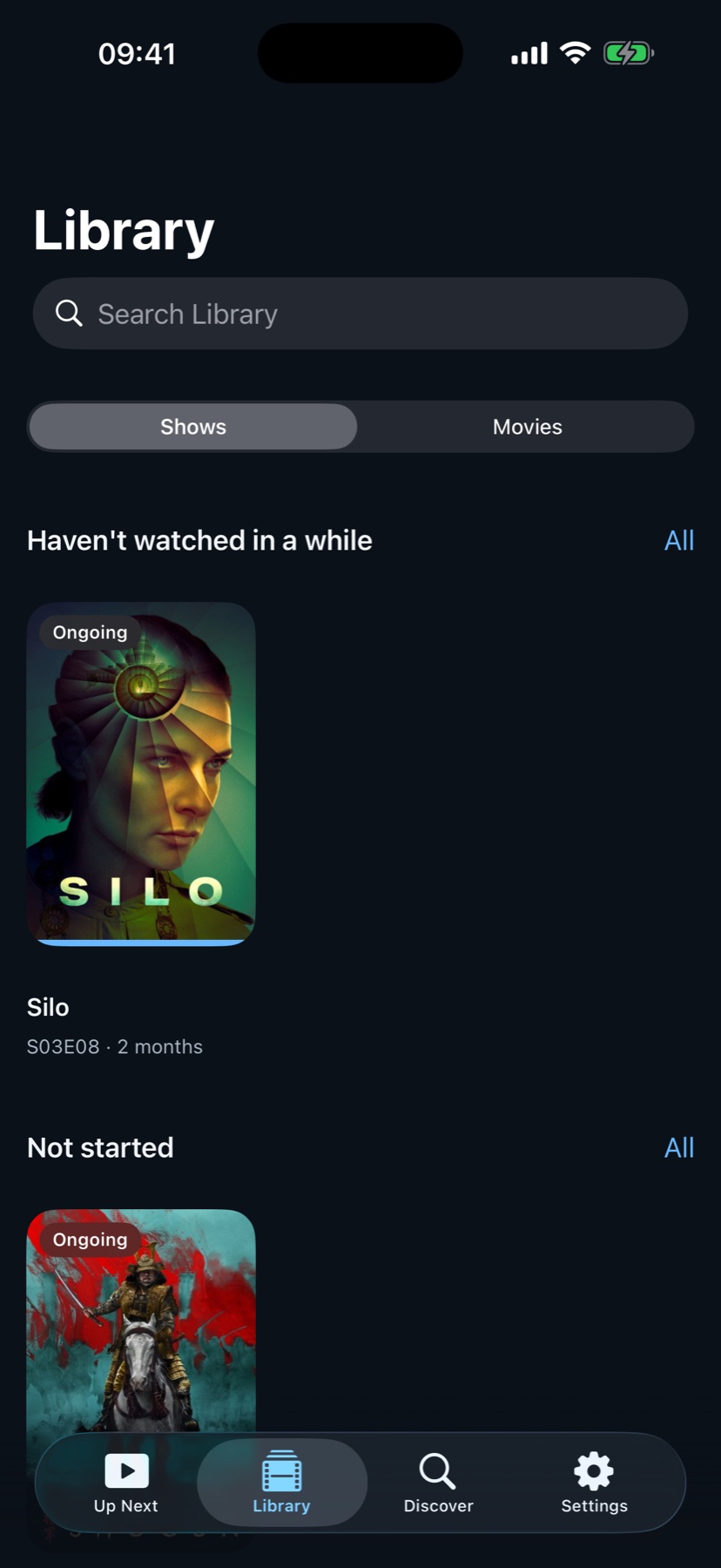 Folge Library screen showing followed shows