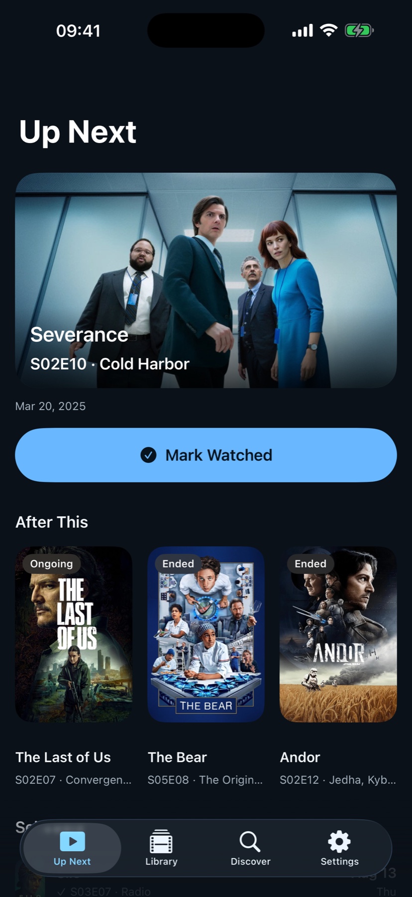 Folge Up Next screen showing the next episode to watch